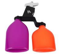 Cloche à Vache Double Fixation à Deux Tons pour Batterie et Percussion | Support Métallique Double, Fixation par Vis Hexagonales, Orange et Pourpre, pour Répétition