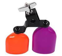 Cloche à Vache Double Fixation pour Batterie, Angle Réglable | Fixation par Vis à Six Pans, Métal et Plastique, Son Clair et Net, Couleurs Pourpre et Orange