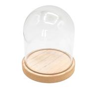 Cloche acrylique et socle en bois 11,5 x 13 cm