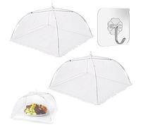 Cloche Alimentaire Pliable,2PCS Moustiquaire de Table pour Aliments,Cloche Alimentaire Pliable Anti-mouche,Couvercle de Nourriture en Maille Pliant,Tente Parapluie Anti-insectes,Aliments Tente,blanc