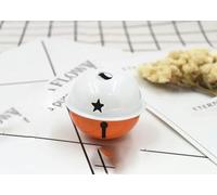 Cloche Bicolore de 4 cm en métal Peint avec Cinq étoiles colorées, Porte-clés de Noël pour Animal de Compagnie, décoration de Vacances, Blanc x Orange, 4 cm