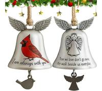 Cloche commémorative d'ailes d'ange, Ornement de Noël commémoratif, breloque d'ailes d'ange décorative, Souvenir de Noël au Paradis, Cadeau de sympathie pour la Perte d'un être Cher (2Pcs)