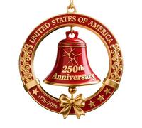 Cloche commémorative du 250e Anniversaire des États-Unis, Décorations commémoratives du 250e Anniversaire des États-Unis, Cloche en métal à Suspendre pour Sapin de Noël, pour la Maison, Jardin