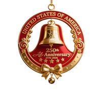 Cloche commémorative du 250e Anniversaire des États-Unis, Décorations commémoratives du 250e Anniversaire des États-Unis, Cloche en métal à Suspendre pour Sapin de Noël, pour la Maison, Jardin