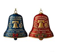 Cloche d'anniversaire pour 250 ans - Décoration de Noël - Design en métal 3D - En forme de cloche - Rouge et doré - Incassable - Objet de collection pour Noël et jour de l'indépendance - Familles de