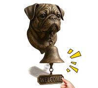 Cloche d'appel de porte avec motif chien de bienvenue, carillon décoratif vintage rustique à suspendre au mur - Décoration murale en forme de tête de chien - Pour portail, jardin, cour, maison, salle