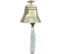 Cloche de bateau, laiton antique, avec support et ruban, 12,5 cm