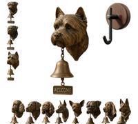 Cloche de bienvenue amusante en forme de tête de berger allemand, bouledogue/carlin/terrier blanc, sonnette extérieure rétro en métal pour décoration murale et cadeau de pendaison de crémaillère (I)