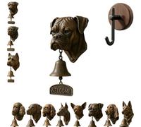 Cloche de bienvenue amusante en forme de tête de berger allemand, bouledogue/carlin/terrier blanc, sonnette extérieure rétro en métal pour décoration murale et cadeau de pendaison de crémaillère (C)