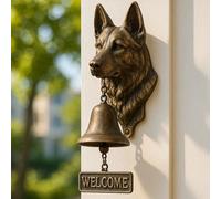 Cloche de Bienvenue Berger Allemand,Sonnette de Bienvenue rétro Amusante en Forme d'animal,Cloche décorative Murale en Fonte/résine,décoration Murale de Ferme(L-German Shepherd)
