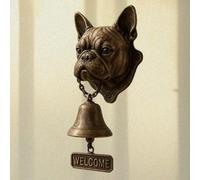 Cloche de Bienvenue Berger Allemand,Sonnette de Bienvenue rétro Amusante en Forme d'animal,Cloche décorative Murale en Fonte/résine,décoration Murale de Ferme(F-French Bulldog)