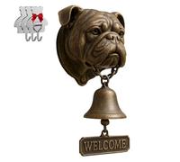 Cloche de bienvenue en forme de bouledogue anglais, rétro drôle en forme d'animal - Cloche murale décorative en fonte/résine à suspendre - Décoration murale de ferme et cadeau de pendaison de