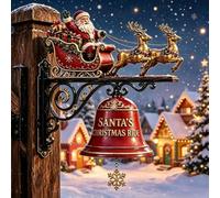 Cloche de Bienvenue sur Le thème de Noël, Sonnette décorative Vintage en métal avec Un Adorable Renne et Le Père Noël, décoration à Suspendre de Style Ferme Gothique, pour Le Mur (2PCS)