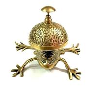 Cloche de comptoir vintage en laiton style grenouille pour hôtel, réception, bureau, vente