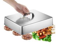 Cloche De Cuisson - Couvercle De Gril, Dôme Culinaire Multifonction Avec Poignée Anti-Chaleur, Couvercle Rectangulaire En Acier Inoxydable, Cloche Pour Fromage/Barbecue, 33x28.2x6.6cm