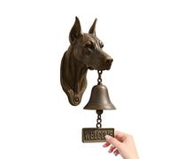 Cloche de dîner vintage - Sonnette de bienvenue carlin 20,3 x 12,5 cm, sonnette de bienvenue de ferme en fonte, cloche de jardin décorative avec motif tête de chien classique | Alerte d’entrée suspend