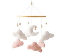 Cloche De Lit En Bois Pour Bébé En Forme De Cheveux D'agneau,Jouet Mobile,Pendentif Nuage Et Lune De Dessin,Support De Jouet,Cadeau Pour Enfant - Type Pink