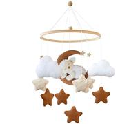 Cloche de lit mobile pour bébé avec moutons, étoiles, nuages, lune, fille, carillon mobile à suspendre pour lit de bébé, lit d'enfant