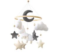 Cloche de lit mobile pour bébé - Motif mouton, nuage, étoile, lune - Décoration à suspendre pour lit de bébé - Accessoire de chambre apaisant de style Ins