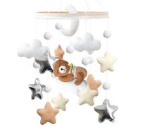 Cloche de lit mobile pour lit de bébé - Motif douillet à suspendre avec ourson, étoile, lune et nuage - Décoration apaisante pour chambre de bébé nouveau-né