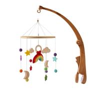 Cloche de Lit Nouveau-nés, Mobile Musical Lit Bébé, Cloche à Vent suspendue Étoiles Fusée Pendentifs Jouets, Mobile Bébé en Bois Rotative, Décoration de Chambre de Bébé, Type 21