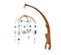 Cloche de Lit Nouveau-nés, Mobile Musical Lit Bébé, Cloche à Vent suspendue Étoiles Fusée Pendentifs Jouets, Mobile Bébé en Bois Rotative, Décoration de Chambre de Bébé, Type 7