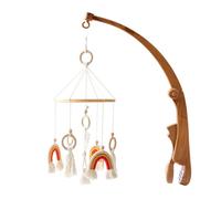 Cloche de Lit Nouveau-nés, Mobile Musical Lit Bébé, Cloche à Vent suspendue Étoiles Fusée Pendentifs Jouets, Mobile Bébé en Bois Rotative, Décoration de Chambre de Bébé, Type 16