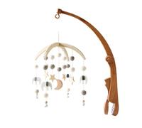 Cloche de Lit Nouveau-nés, Mobile Musical Lit Bébé, Cloche à Vent suspendue Étoiles Fusée Pendentifs Jouets, Mobile Bébé en Bois Rotative, Décoration de Chambre de Bébé, Type 8