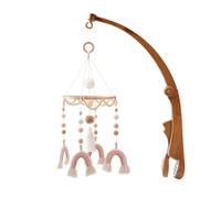 Cloche de Lit Nouveau-nés, Mobile Musical Lit Bébé, Cloche à Vent suspendue Étoiles Fusée Pendentifs Jouets, Mobile Bébé en Bois Rotative, Décoration de Chambre de Bébé, Type 6
