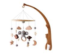 Cloche de Lit Nouveau-nés, Mobile Musical Lit Bébé, Cloche à Vent suspendue Étoiles Fusée Pendentifs Jouets, Mobile Bébé en Bois Rotative, Décoration de Chambre de Bébé, Type 19