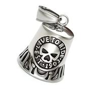 Cloche De Motard Tête De Mort Bonne Chance Porte-Clés Suspendue pour Accessoires De Moto
