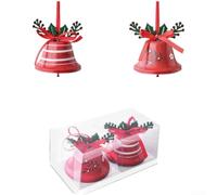 Cloche de Noël, 1 lot de décorations en fer avec pomme de pin, baies et feuilles, décoration de vacances pour sonnerie sonore et arbre festif à suspendre pour usage domestique (H)