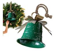 Cloche de Noël à suspendre - 19,8 cm - Grande décoration en fer - Accessoire rustique robuste - Avec nœud - Décoration de porte d'hiver pour la maison, les restaurants et les cafés