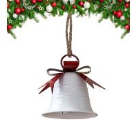 Cloche de Noël à suspendre - 19,8 cm - Grande décoration en fer - Accessoire rustique robuste - Avec nœud - Décoration de porte d'hiver pour la maison, les restaurants et les cafés
