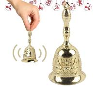Cloche de Noël, ACTOYS Sonnette à Main, Cloche Pere Noel, Sonnette de Service Accessoire de Décoration de Noël pour Costume de Père Noël, Mariage, Dîner, école (Or)