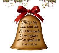 Cloche de Noël avec versets de la Bible, cloche à suspendre pour sapin de Noël doré, décoration commémorative religieuse, sonnette chrétienne festive élégante, cadeau inspirant pour la famille, les
