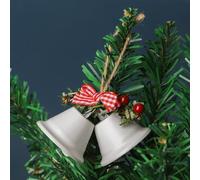 Cloche de Noël classique en métal pour suspendre un arbre et divers espaces pour célébrer la saison des fêtes (double blanc)