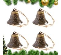 Cloche de Noël - Cloche vintage en métal de 10,2 cm avec cordon de suspension pour décoration de vacances, pendentif arbre festif avec artisanat, décoration de célébration saisonnière pour l'école