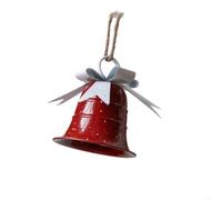 Cloche de Noël en fer avec un savoir-faire rustique détaillé, adaptée pour une utilisation sur les arbres, les portes et pour les loisirs créatifs saisonniers (rouge)
