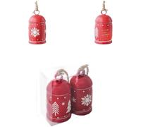 Cloche de Noël en fer rustique, design classique avec sonnerie fonctionnelle, décoration de vacances à suspendre pour arbre et maison, rouge, 5 styles disponibles