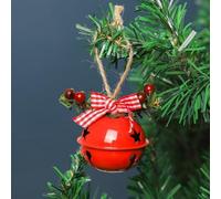 Cloche de Noël en métal à suspendre au sapin de Noël et décoration d'intérieur saisonnière pour améliorer l'humeur festive (ronde rouge)