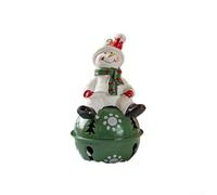 Cloche de Noël en métal avec Père Noël, bonhomme de neige et élan pour ajouter une touche festive à l'arbre et à la décoration d'intérieur (bonhomme de neige)