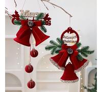 Cloche de Noël en velours floqué à faire soi-même - Décorations de sapin de vacances en bordeaux riche - Crèche de Noël saisonnière - Décoration d'intérieur pour présentation et dessus de table (C)