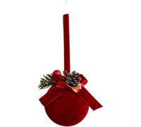 Cloche de Noël floquée de style nordique - Décoration à suspendre - Pendentif texturé doux - Motif scandinave pour fenêtre d'arbre - Tissu rouge festif (A)