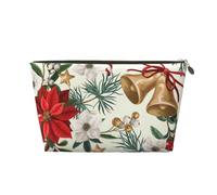 Cloche de Noël Florale Poinsettia de Noël, Trousse de Maquillage Trousse à cosmétiques Trousse de Toilette de Voyage Portable Pochette de Toilette
