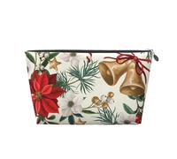 Cloche de Noël Florale Poinsettia de Noël, Trousse de Toilette Trousse de Maquillage Sac à cosmétiques Trousse de Toilette de Voyage Portable
