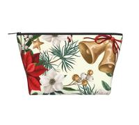 Cloche de Noël Florale Poinsettia de Noël, Trousse de Toilette Trousse de Maquillage Sac à cosmétiques Trousse de Toilette de Voyage Portable