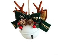 Cloche de Noël intemporelle en fer à suspendre pour arbre fenêtre ou porte avec attrait traditionnel pour une utilisation saisonnière (nœud blanc vert)