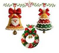 Cloche De Père Noël Tricot À Faire Soi-même, Accessoires De Père Noël Au Crochet, Jolie Cloche De Sapin De Noël, for Les Amateurs D'artisanat Et Les Festivals(3pcs)