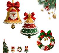 Cloche De Père Noël Tricotée À Faire Soi-même, Décoration De Sapin De Noël Au Crochet, Kits De Crochet Faits Main, for La Décoration De La Maison Et Les Cadeaux De Saison(4)